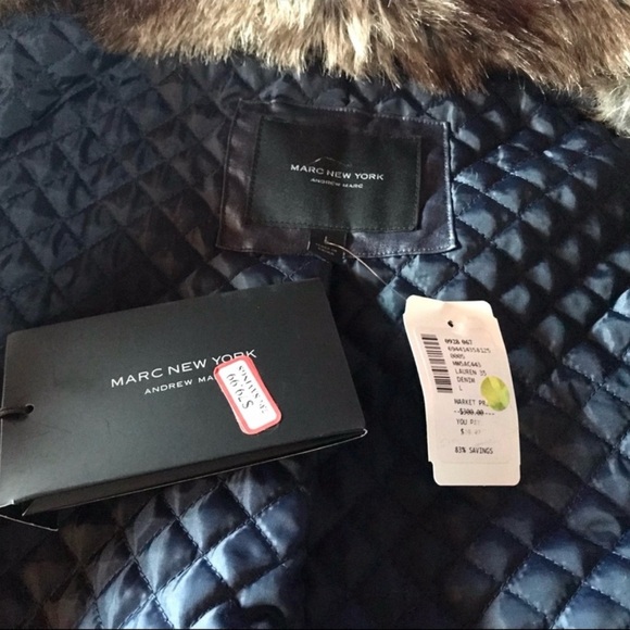 New Marc New York Lauren Coated Cotton Anorak Shiny L Winter Coat Snow Heavy - Picture 7 of 8